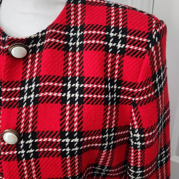 Vintage Preston & York Red Plaid Blazer Size 10 - Picture 12 of 15